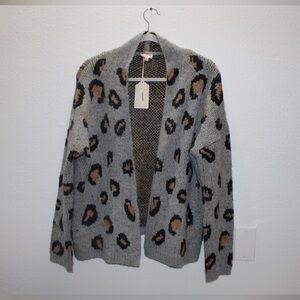 Hem & Thread Women's‎ S/M Gray and Brown Leopard Cardigan NWT